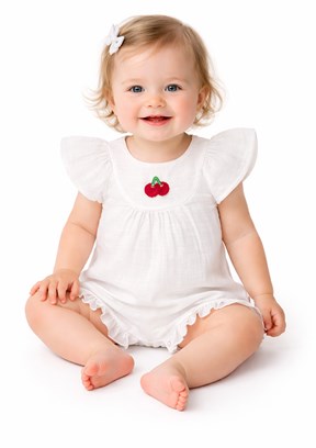 HARİBO - S26G4TLM801 Kız Bebek Beyaz Tulum Elbise