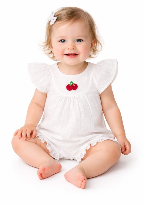 HARİBO - S26G4TLM801 Kız Bebek Beyaz Tulum Elbise