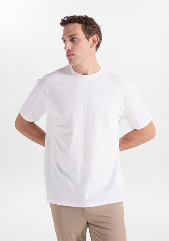 LEE COOPER - 262 LCM 242015 Erkek Beyaz O Yaka T-Shirt