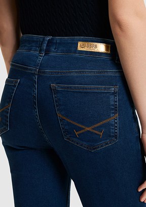 US POLO ASSN - Kadın Mavi Oversize Jean Pantolon