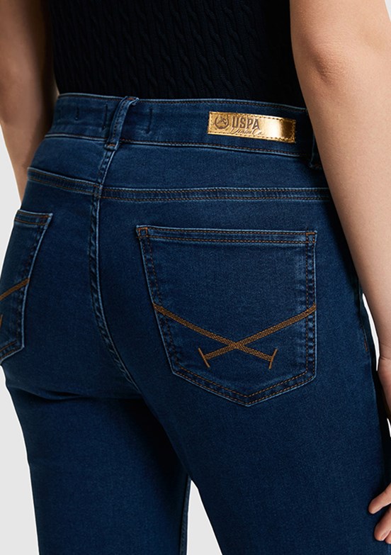 US POLO ASSN - Kadın Mavi Oversize Jean Pantolon