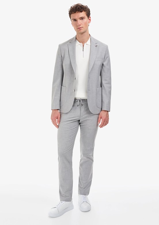 PIERRE CARDIN - Erkek Gri Slim Takım Elbise