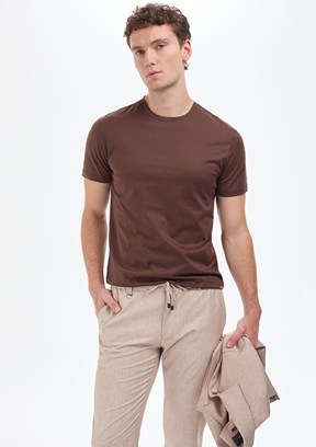 PİERRE CARDİN - Erkek Kahverengi Regular T-Shirt