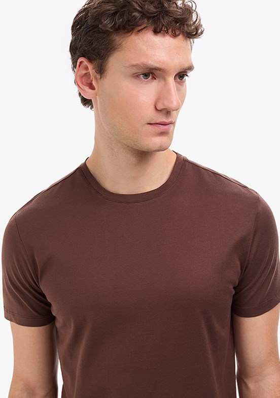 PİERRE CARDİN - Erkek Kahverengi Regular T-Shirt