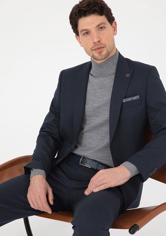 PİERRE CARDİN - Erkek Lacivert Slim Takım Elbise
