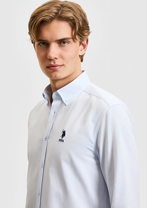 US POLO ASSN - Erkek Mavi Uzun Kol Gömlek