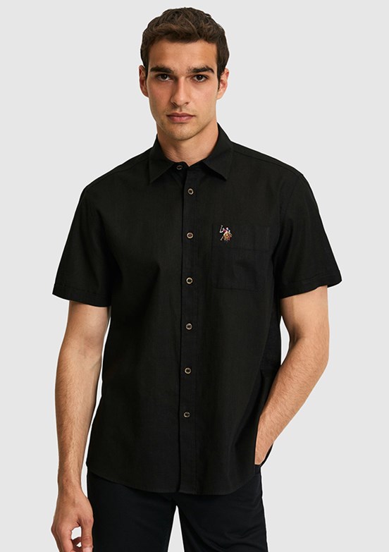 US POLO ASSN - Erkek Siyah Kısa Kol Gömlek