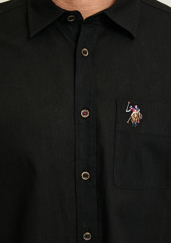 US POLO ASSN - Erkek Siyah Kısa Kol Gömlek