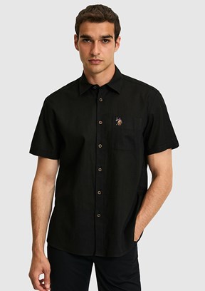 US POLO ASSN - Erkek Siyah Kısa Kol Gömlek