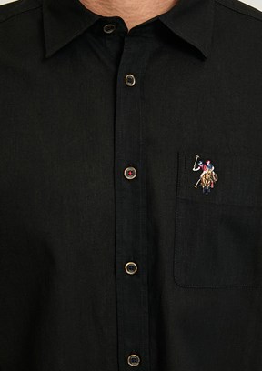 US POLO ASSN - Erkek Siyah Kısa Kol Gömlek