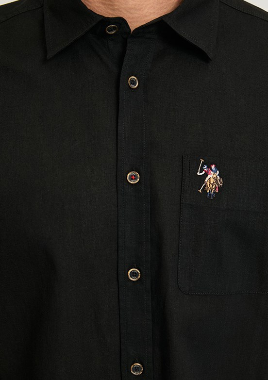 US POLO ASSN - Erkek Siyah Kısa Kol Gömlek