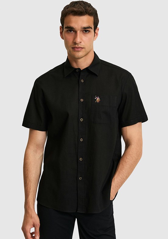 US POLO ASSN - Erkek Siyah Kısa Kol Gömlek