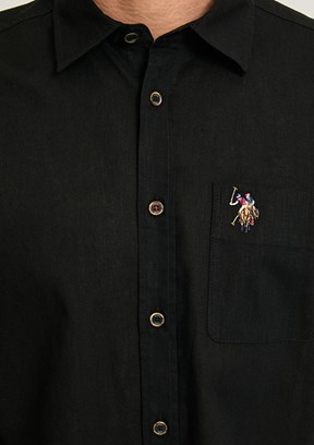 US POLO ASSN - Erkek Siyah Kısa Kol Gömlek