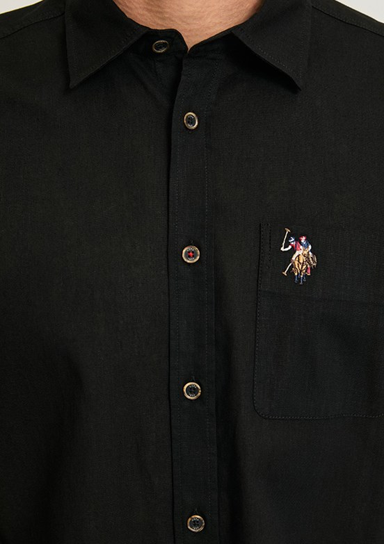 US POLO ASSN - Erkek Siyah Kısa Kol Gömlek