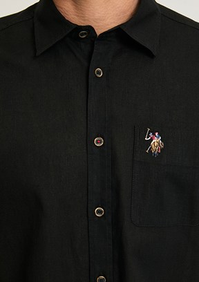 US POLO ASSN - Erkek Siyah Kısa Kol Gömlek