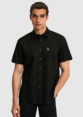 US POLO ASSN - Erkek Siyah Kısa Kol Gömlek