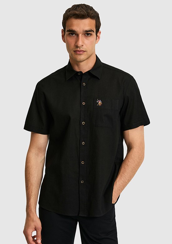 US POLO ASSN - Erkek Siyah Kısa Kol Gömlek