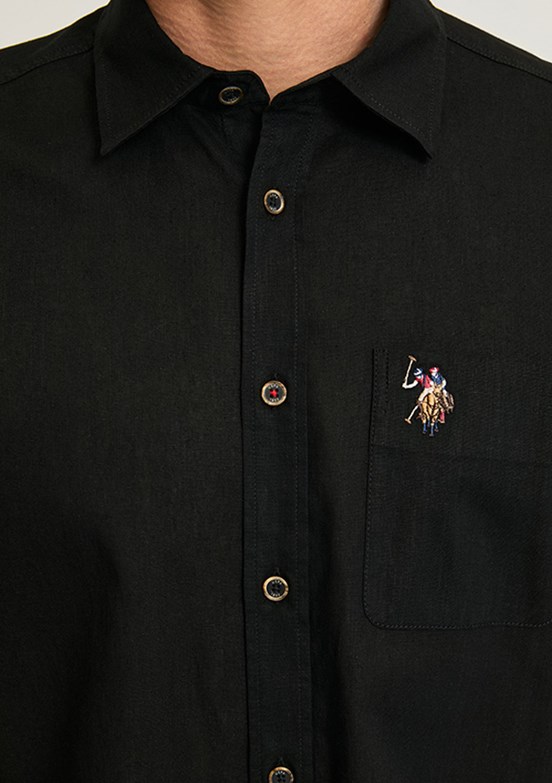 US POLO ASSN - Erkek Siyah Kısa Kol Gömlek