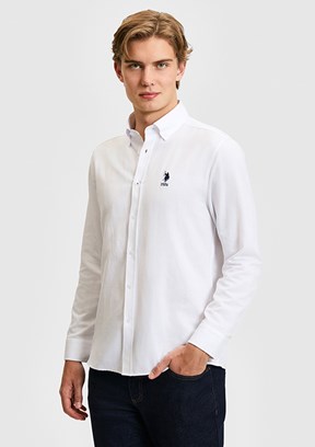 US POLO ASSN - Erkek Beyaz Uzun Kol Gömlek