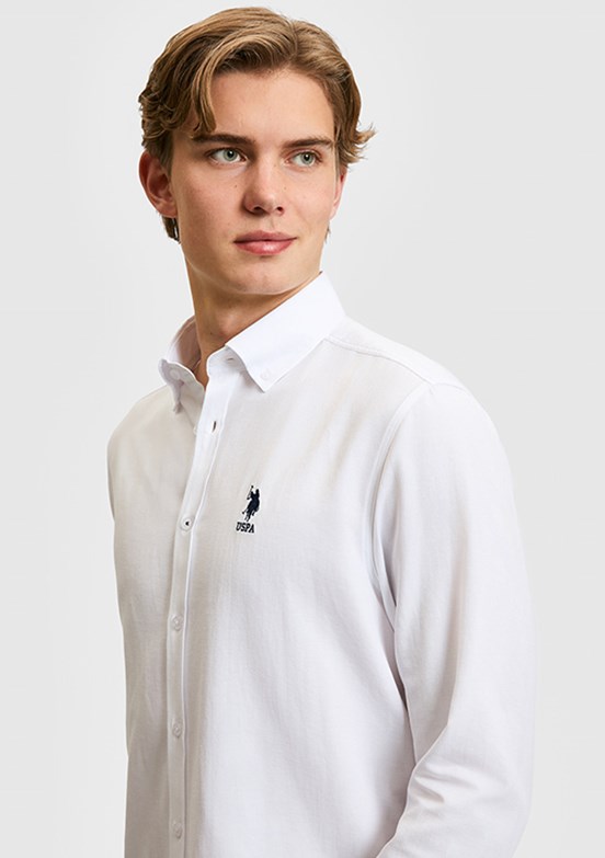 US POLO ASSN - Erkek Beyaz Uzun Kol Gömlek