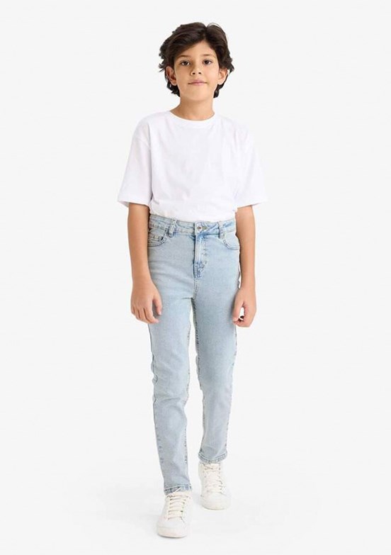 DEFACTO - F8478A8DFA1 Erkek Çocuk Mavi Normal Bel Jean Pantolon