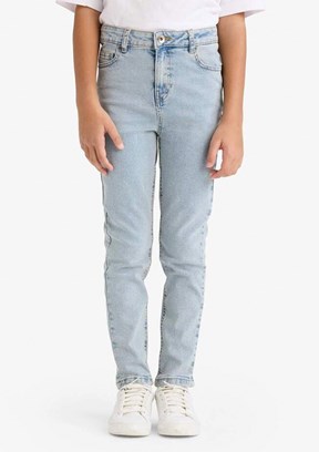 DEFACTO - F8478A8DFA1 Erkek Çocuk Mavi Normal Bel Jean Pantolon