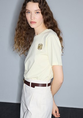 İPEKYOL - IS1260070244 Kadın Sarı Baskılı T-Shirt