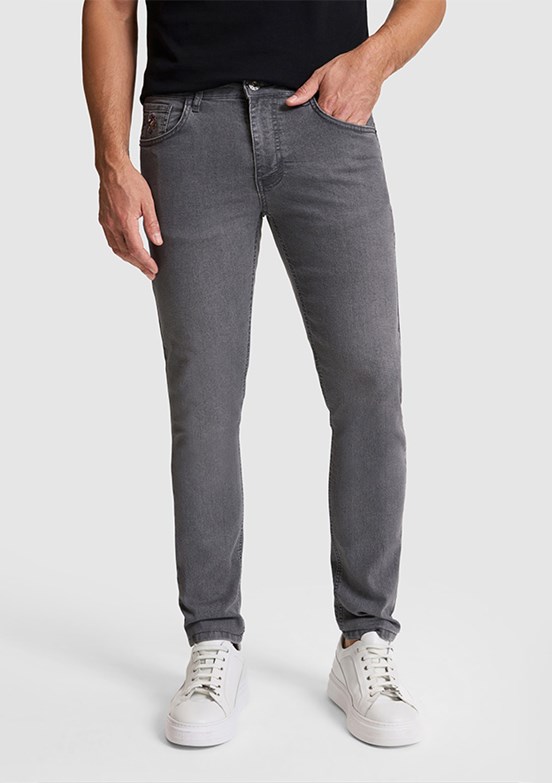US POLO ASSN - Erkek Gri Slim Jean Pantolon