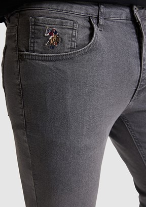 US POLO ASSN - Erkek Gri Slim Jean Pantolon
