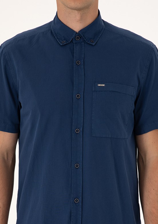 US POLO ASSN - Erkek Lacivert Kısa Kol Gömlek