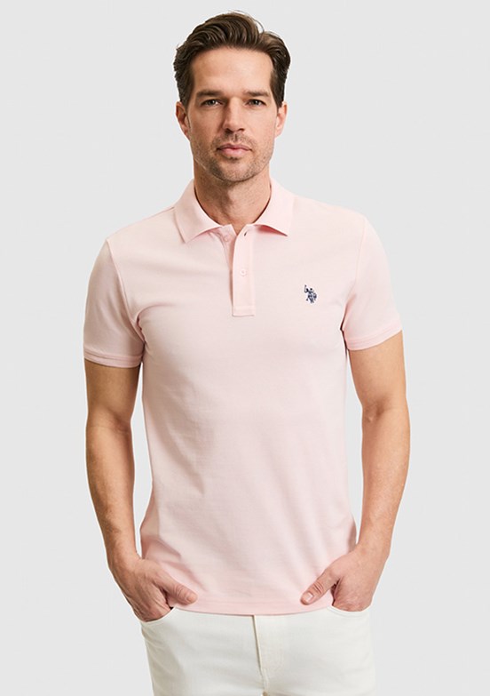 US POLO ASSN - Erkek Pembe Basic T-Shirt