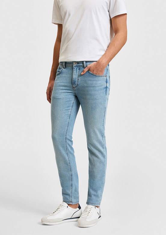 US POLO ASSN - Erkek Mavi Slim Jean Pantolon