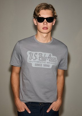 US POLO ASSN - Erkek Gri Regular T-Shirt