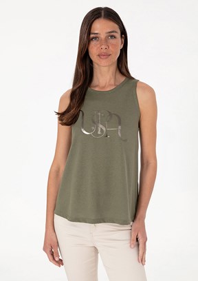 US POLO ASSN Kadın Yeşil Bisiklet Yaka T-Shirt
