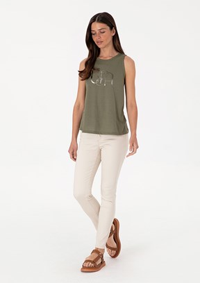 US POLO ASSN Kadın Yeşil Bisiklet Yaka T-Shirt