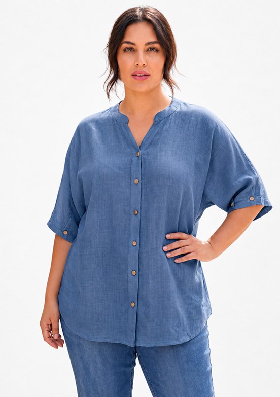 RMG - O6830 Kadın Lacivert Basic Bluz