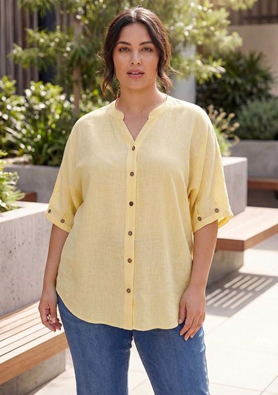 RMG - O6830 Kadın Sarı Basic Bluz