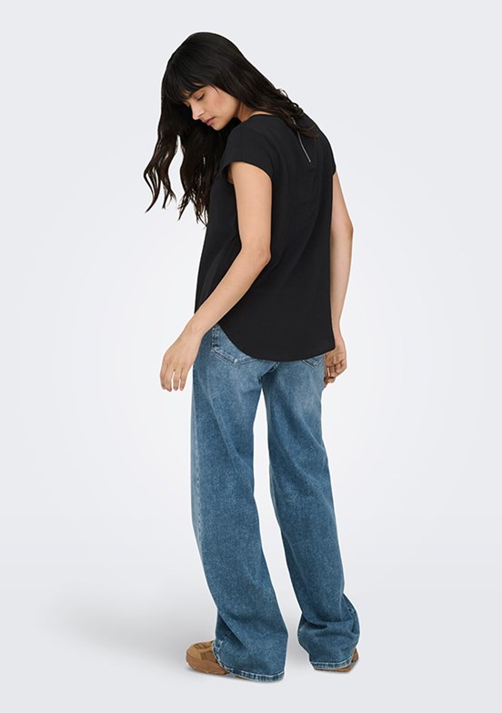 ONLY - 15142784 Kadın Siyah Bisiklet Yaka Bluz