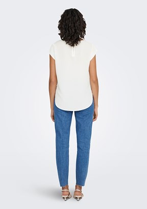 ONLY - 15142784 Kadın Beyaz Bisiklet Yaka Bluz