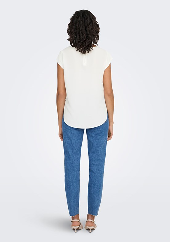 ONLY - 15142784 Kadın Beyaz Bisiklet Yaka Bluz