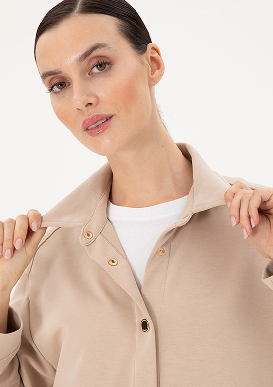 PİERRE CARDİN - Kadın Bej Örme Sweatshirt