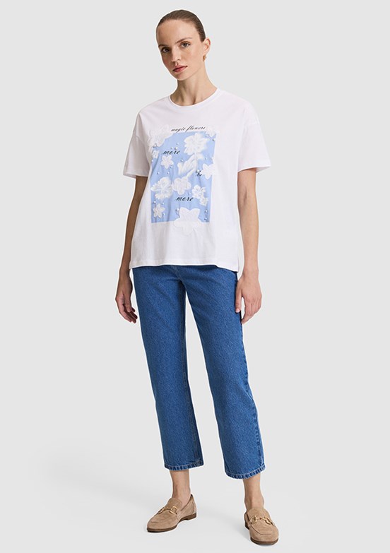 PİERRE CARDİN Kadın Beyaz Comfort T-Shirt