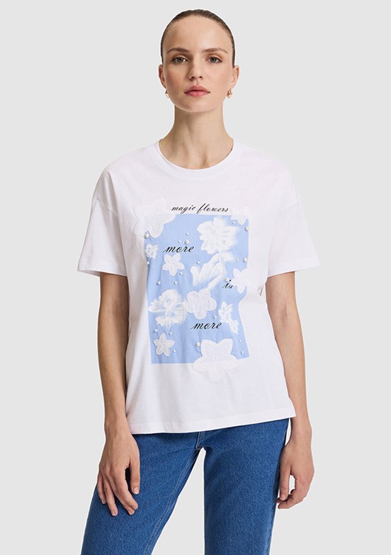 PİERRE CARDİN Kadın Beyaz Comfort T-Shirt