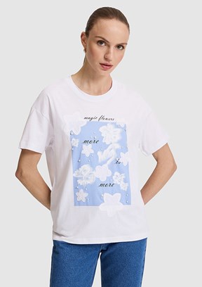 PİERRE CARDİN Kadın Beyaz Comfort T-Shirt