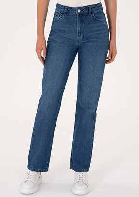 PİERRE CARDİN - Kadın Mavi Straight Jean Pantolon