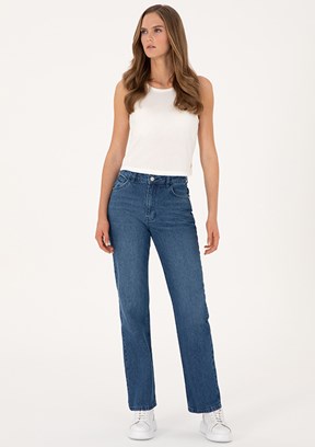 PİERRE CARDİN - Kadın Mavi Straight Jean Pantolon
