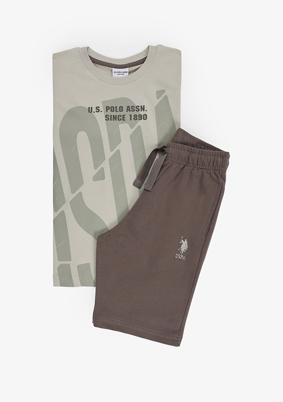 US POLO ASSN - Erkek Çocuk Bej Eşofman Takımı