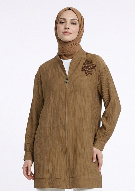 ARMİNE - 26YT520 Kadın Yağ Yeşili Basic Hırka