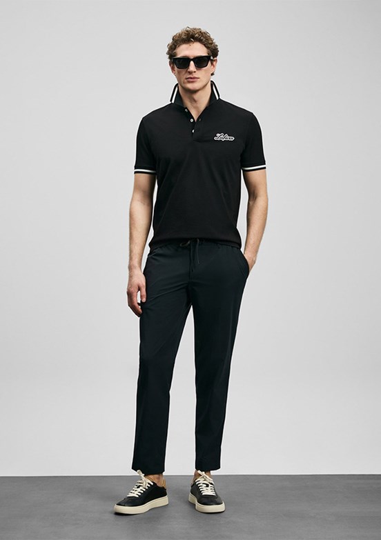 LUFİAN Artos - 111040249 Erkek Siyah Polo Yaka T-Shirt