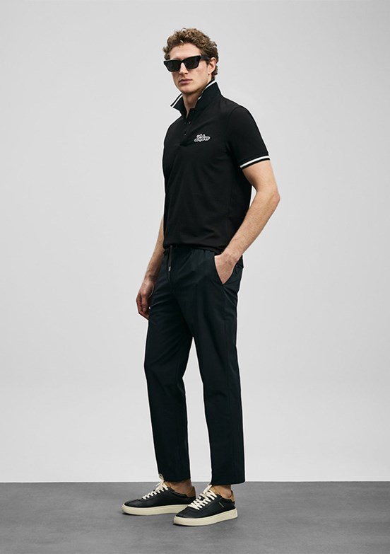 LUFİAN Artos - 111040249 Erkek Siyah Polo Yaka T-Shirt